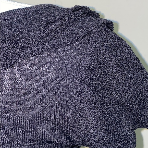 Bebe knit cropped shortsleeved button shirt blouse black dressy stylish shirt - Picture 7 of 11